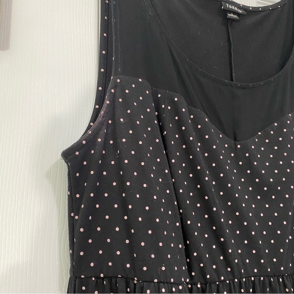 Torrid sweetheart black dress w/ pink dots - Picture 2 of 5